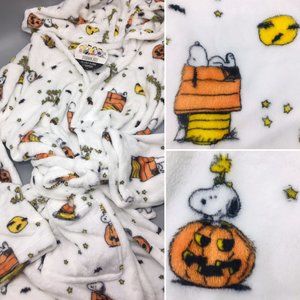 NEW Peanuts HALLOWEEN Hooded Bath Robe Snoopy Pumpkin Moon Stars Berkshire S/M
